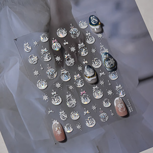 5D gaufrage noël ongles conceptions <span class=keywords><strong>flocon</strong></span> <span class=keywords><strong>de</strong></span> <span class=keywords><strong>neige</strong></span> décalcomanies noël ongles autocollants décorations noël presse sur les ongles - Product Image 3