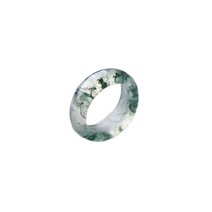 Anillos de Ágata Musgosa Verde Natural Pulida al por Mayor para Mujeres y Hombres - Regalo de Navidad Impermeable Exportación Global ZF - Product Image 1