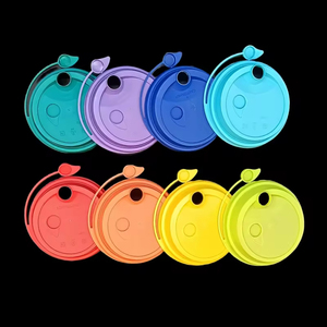 Fournisseur d'usine 90mm couvercle en PP transparent givré avec <span class=keywords><strong>bouchon</strong></span> de connexion violet jaune bleu vert couvercle de tasse de café chaud réutilisable coloré - Product Image 3