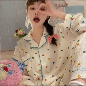 Ensemble de pyjama en tricot à manches longues décontracté à taille élastique pour femmes, nouveau design, hiver - Product Image 2