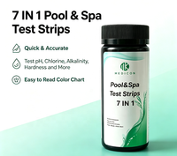 Bandelettes de test d'eau haute précision 7 en 1 pour piscine, spa, bain à remous, support d'étiquette personnalisée, commande en gros
