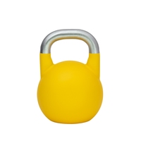 Kettlebell de compétition avec logo personnalisé, sablage, poignée en acier chromé décorative, soudée, revêtement en poudre lisse