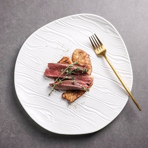 European Style 8/10/12 Inch White Irregular <strong>Tapas</strong> Appetizer Salad Steak <strong>Plates</strong> Wholesale Wedding Porcelain <strong>Plate</strong> for Banquet - Product Image 4