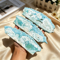 Lastra di Emimorfite Naturale Lucidata, Fetta di Cristallo Grezzo, Piastra di Gemma, Campione Minerale, Oggetto da Collezione, Artigianato Artistico, Regalo all'Ingrosso