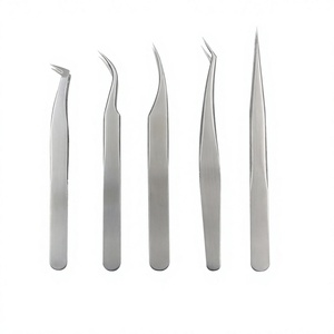 5 Pinzas de Acero Inoxidable Rosadas para Extensiones de Pestañas, Alta Precisión, Antiestáticas, 10 mm, Empaque Personalizado, Estilo Navideño - Product Image 4