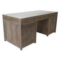 Bureau de réception exécutif en bois massif de style français classique et antique, personnalisable, avec tiroirs, Hoolnn HL890R-150