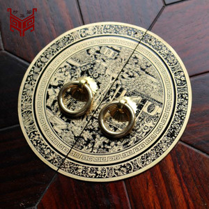 Chinese <b>Antique</b> Style <b>Brass</b> Cabinet Handles Round Durable For Bookshelf Wardrobe <b>Door</b> Window - Product Image 1