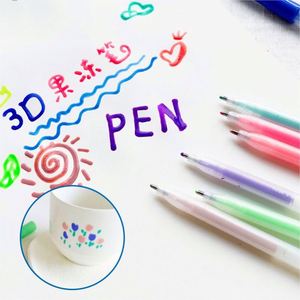 Stylos gel fluorescent 3D stéréoscopiques personnalisables DIY, surligneurs à paillettes, 8/10 couleurs, pointe pinceau, gel brillant - Product Image 1