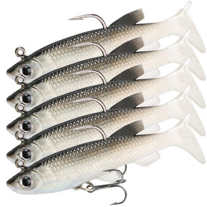 Vente en gros d'appâts de natation souples de 8cm/13g <span class=keywords><strong>leurre</strong></span> d'alose en caoutchouc <span class=keywords><strong>souple</strong></span> avec hameçon triple pour perche brochet queue de truite - Product Image 1