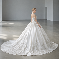 3699 Robe de mariée de luxe style princesse, bustier, entièrement ornée de cristaux et de paillettes, avec appliques en dentelle dorée, en satin ombré, traîne royale, sur mesure