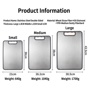 Planche à découper double face en acier inoxydable de qualité alimentaire 430 avec poignée de suspension pour la vente en gros - Product Image 6