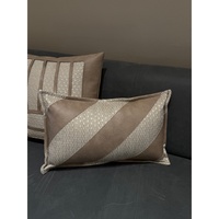 Coussin Chic Minimaliste en PU et Jacquard à Abstraction Géométrique pour Décoration de Chambre, Coussin Matelassé DIY Confortable Carré pour Canapé et Maison