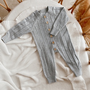 Combinaison en tricot pour bébé fille, rose limonade, côtelée, avec dentelle personnalisée, <span class=keywords><strong>layette</strong></span> pour nouveau-né, vêtements d'hiver à boutons - Product Image 4