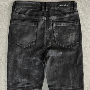 Custom Wholesale Vintage Waxed Jeans Men <b>Bell</b> Bottom Streetwear style Denim Jeans Skinny Slim Fit Black Flared Jeans for Men - Product Image 5