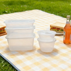 Boîtes à lunch rectangulaires jetables en plastique très vendues, contenants alimentaires à emporter avec couvercles pour sushis et hamburgers - Product Image 2
