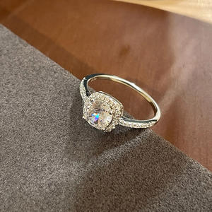 925 Sterling Silver <b>Dainty</b> Square Cut Moissanite Luxury Prong Setting Rhodium Plated Small Sugar Cube <b>Ring</b> for Women - Product Image 1