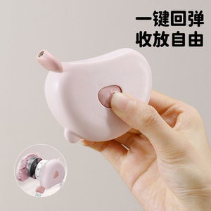 Caramel Brown Portable Soft Measuring Tape 143 In Automatic Shrinking Magnetic Multi Purpose Body Measurement Tool - Product Image 4