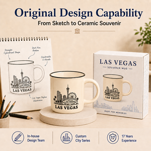 Taza de Café de Cerámica con Diseño de Palmera y Noria de Las Vegas, EE. UU., para Camping, Recuerdo, Personalizable, OEM, ODM, Venta al Por Mayor - Product Image 4