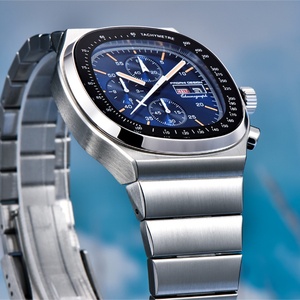 Hruodland New F022 Retro Quartz Chronograph Men <b>Watches</b> Sapphire Glass Blue <b>Black</b> Stainless Steel Fashion Dress Wristwatch - Product Image 6