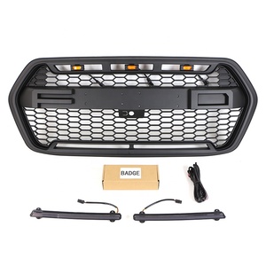 Ricambio Auto altri accessori esterni griglie per Auto in plastica ABS nera griglia anteriore con barra LED adatta per <span class=keywords><strong>Ford</strong></span> Transit <span class=keywords><strong>Van</strong></span> dal 2020 al 2023 - Product Image 1