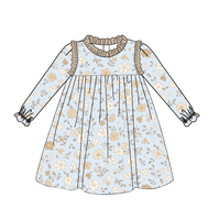Robes florales Puresun pour filles, vêtements vintage pour bébés filles, robe à volants à manches longues, vêtements d'automne pour enfants, OEM ODM, faible MOQ