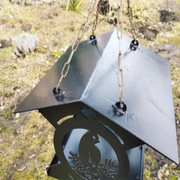Mangeoire surélevée pour oiseaux JH-Mech, design géométrique, pose stable sur le sol, en acier au carbone résistant à la rouille, pour extérieur, avec poteau