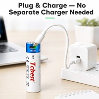 Baterai Isi Ulang 3.7V 2200mAh 18650 USB C Tipe Li-ion 1200 Siklus untuk Senter Speaker Kipas