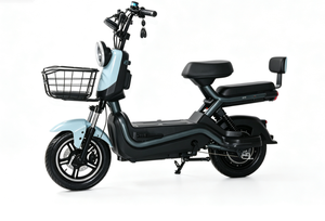 Bicicleta Eléctrica Portátil de 2 Ruedas con Canasta Delantera para Carga, Color Azul Claro, E-Scooter Familiar para Adultos, para Desplazamientos Diarios y Compras - Product Image 3