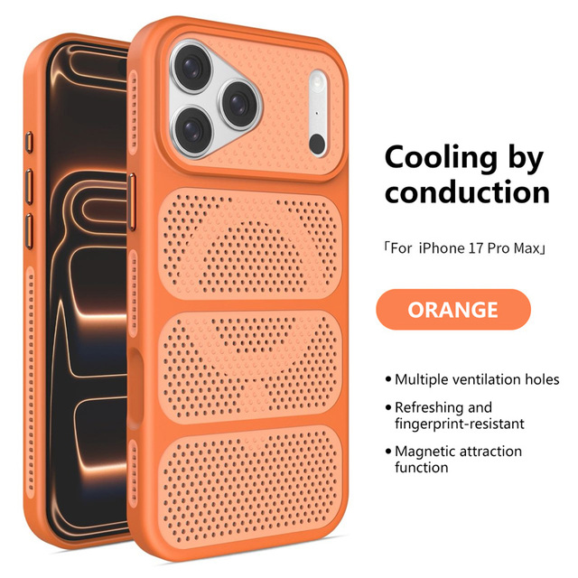 Magnetic Cooling Case for iPhone 17 Pro Max Heat Dissipation Breathable Mesh Camera Protection Anti-Fingerprint Slim