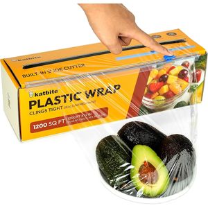 Film alimentaire en plastique 1200 pieds carrés avec coupeur intégré de 12 pouces pour la conservation des aliments et l'utilisation en cuisine - Product Image 1