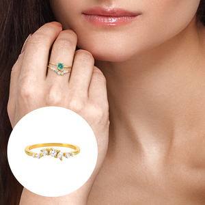 Anillos Apilables Geométricos ROXI con Circonita 5A, Anillo de Nudillo de Circonita en Oro de 18K, Anillo de Plata para Dedo - Product Image 2