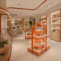 Présentoir de magasin moderne pour centre commercial avec éclairage LED, vitrine de présentation de produits cosmétiques