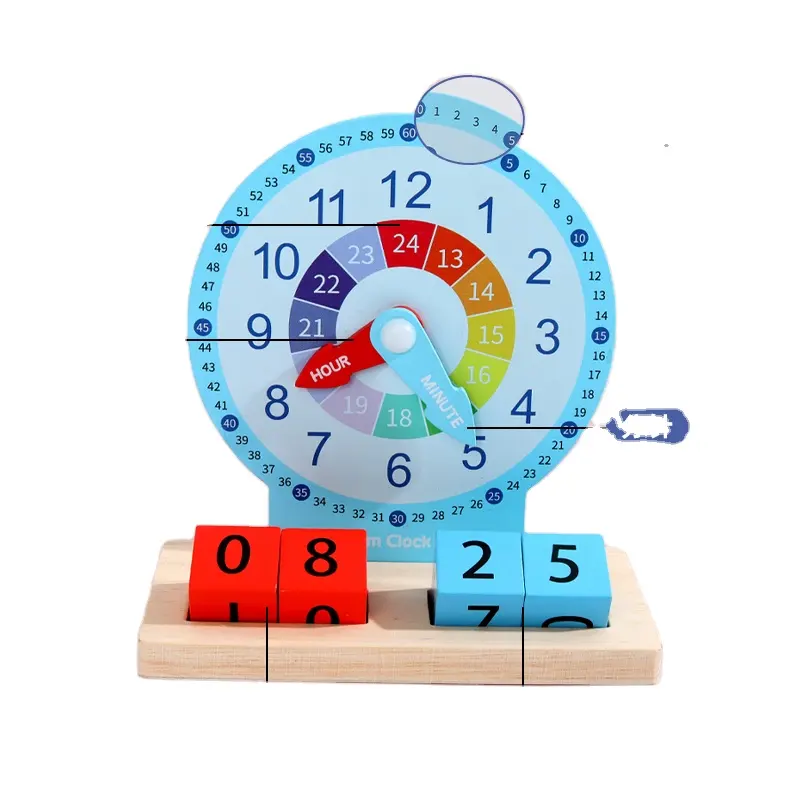 Hot 2022 time cognition math material wooden clock toys juegos montessori baby educational toys kids learning for pretend role