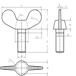 Vite alare SS304 SS316 DIN 318 <span class=keywords><strong>dimensioni</strong></span> metriche M10 <span class=keywords><strong>M12</strong></span> bulloni ad ala con ali bordate - Product Image 2