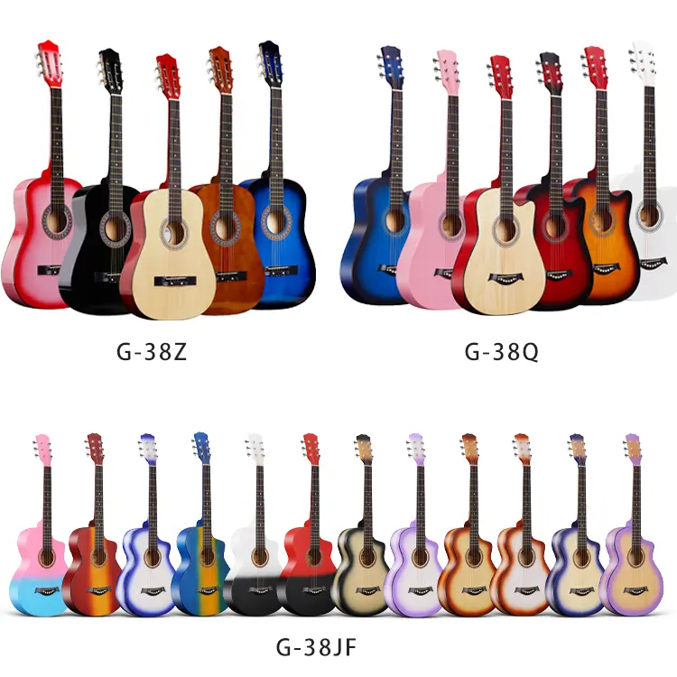 नई आगमन OEM सेवा उदास 6 स्ट्रिंग 38 इंच स्कैलप्ड स्पेनिश इलेक्ट्रिक गिटार ध्वनिक गिटार