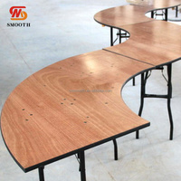 Table pliante demi-lune populaire et élégante, table de banquet en bois serpentine pour événements de mariage