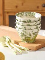 Service de Table en Céramique de Luxe 62 Pièces Style Français Muguet – Bols à Riz et Assiettes Plates pour la Maison, Idéal pour un Dîner de Bienvenue