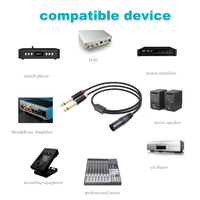 1/4 ganda laki-laki ke XLR laki-laki Y kabel pemisah konektor berlapis emas 3Pin XLR ke ganda 6.35mm TS kabel colokan Mono untuk Mixer