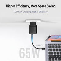 Pengisi Daya Dinding GaN 65W Colokan EU Tipe C PD Pengisi Daya Cepat Bersertifikasi CE untuk Laptop, Ponsel, Tablet, Switch