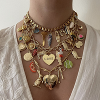 Pendentif Breloque de Bonne Qualité pour Fabrication de Bijoux, en Acier Inoxydable, Anti-ternissement, Cœur d'Amour Doré, Breloques DIY pour Colliers