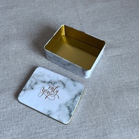 Boîte en métal personnalisée avec impression marbrée, petite boîte cadeau pour mariage, boîte alimentaire, boîte en métal personnalisée marbrée