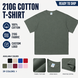 MA8068 Camisetas de Hombre al por Mayor, OEM, con Logotipo Personalizado, 100% Algodón, 210G, Cuello Redondo, Estilo Urbano, Corte Holgado de Lujo - Product Image 1
