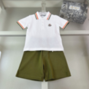 Nouvel ensemble <span class=keywords><strong>de</strong></span> vêtements en coton pour enfants, col perlé, <span class=keywords><strong>pantalon</strong></span> d'été à manches courtes, style sport, motif color block - Product Image 6