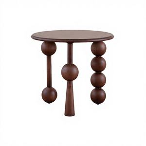 Mesa de Centro Redonda de Madera Moderna, Duradera y Ecológica, Mesa Auxiliar Pequeña para Sala de Estar - Product Image 4