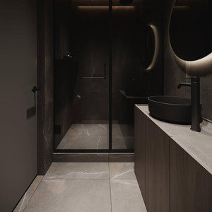 Commercial Custom Villa High-End Stone Slab Seamless-Integrated Basin <b>Floor</b>-<b>Standing</b> Vanity - Product Image 4