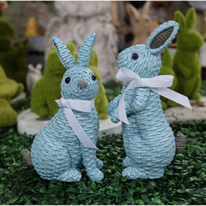 Adorno de Conejo de Pascua con Efecto Ratán, Hecho a Mano en Resina, Decoración Interior para el Hogar, Jardín, Habitación Infantil - Product Image 3