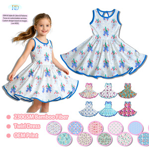 Vestido de Fiesta para Niñas con Estampado Lindo y Volantes, Diseño Personalizado, Disponible en Stock, Sin Mangas, de Fibra de Bambú - Product Image 6