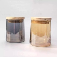 Conteneur de bougie parfumée Unique vide de luxe 7oz 10 Oz bougie 200ml 300 ml pots de bougie en verre givré ambre clair avec couvercle