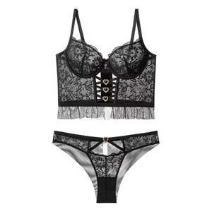 <b>Sexy</b> Hollow Out Embroidery Lace Women's Lingerie <b>Set</b> Wholesale Good Quality Fishbone Bra and Panty <b>Set</b> - Product Image 6