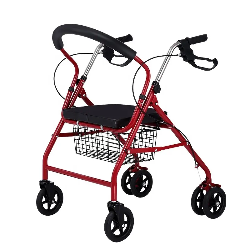 Carrello della spesa moderno e conveniente per anziani con sedile, ruote e cestino